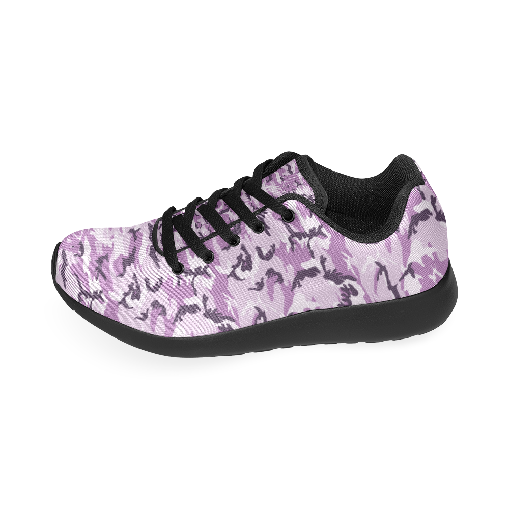 Woodland Pink Purple Camouflage Women's Running Shoes/Large Size (Model 020)