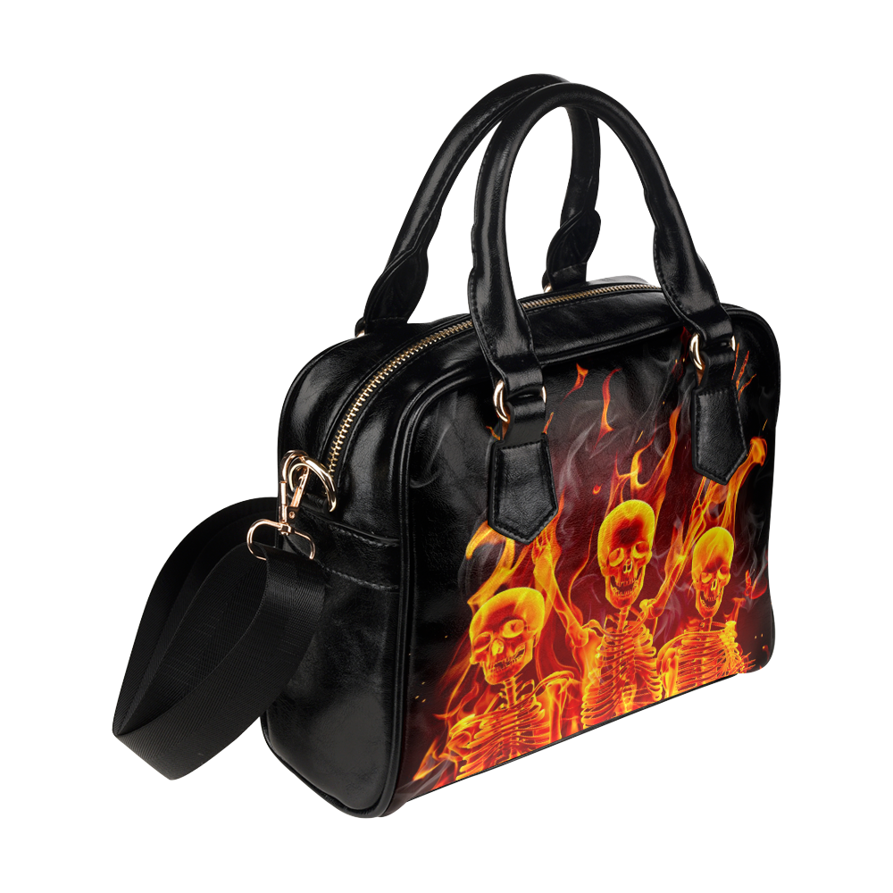 Awesome Fire Skulls Design Darkstar Shoulder Handbag (Model 1634)