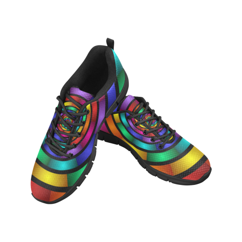 Round Psychedelic Colorful Modern Fractal Art Graphic Women's Breathable Running Shoes (Model 055)