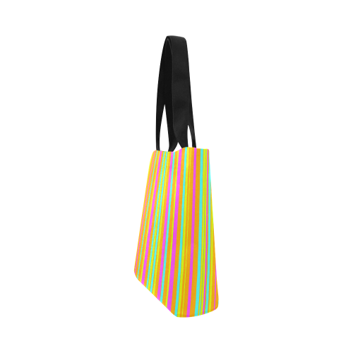 Neon Stripes  Tangerine Turquoise Yellow Pink Canvas Tote Bag (Model 1657)