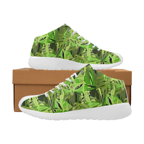 Tropical Jungle Leaves Camouflage Women's Basketball Training Shoes/Large Size (Model 47502)