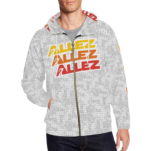Allez Allez Allez White All Over Print Full Zip Hoodie for Men/Large Size (Model H14)