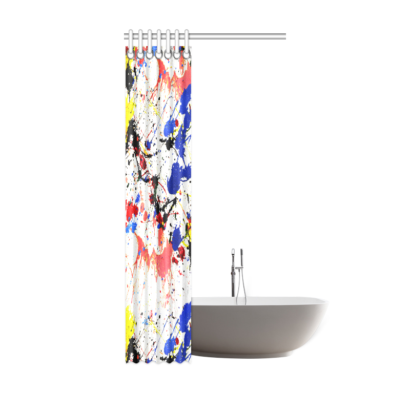 Blue and Red Paint Splatter Shower Curtain 36"x72"