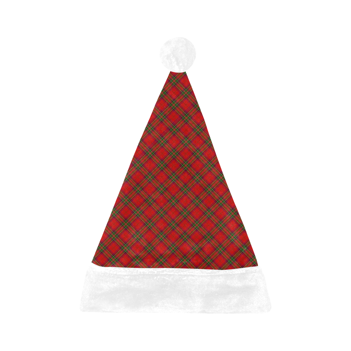 Christmas Red Tartan Plaid Pattern Santa Hat