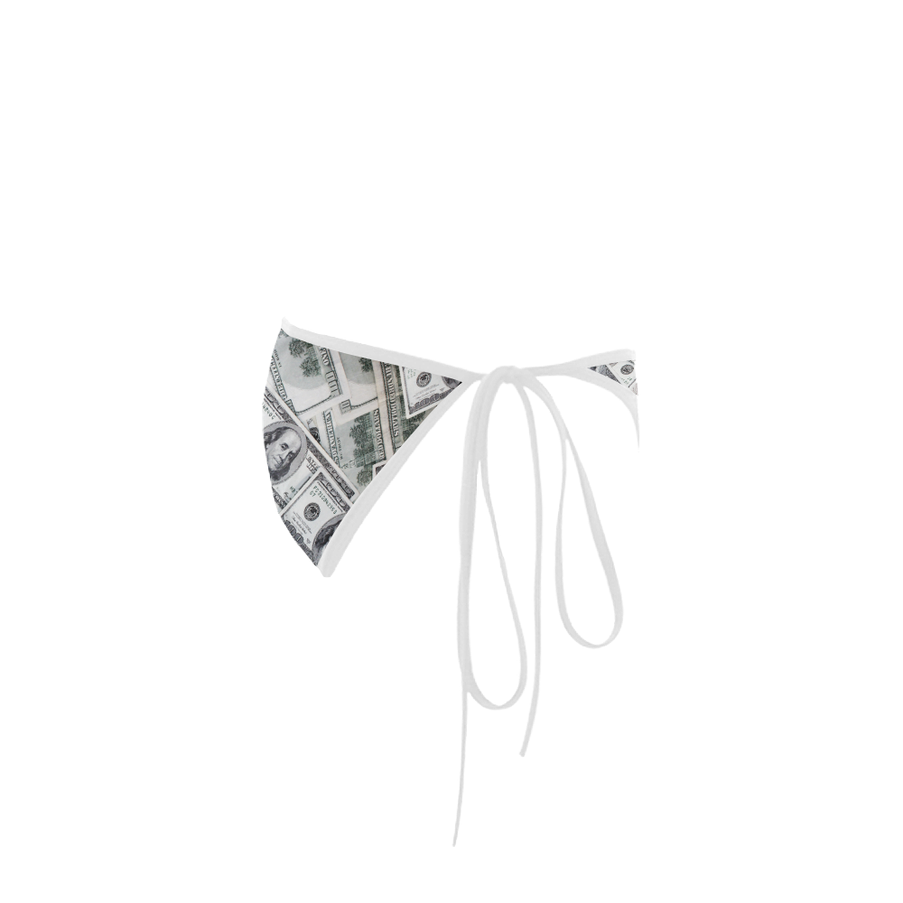 Cash Money / Hundred Dollar Bills  White Strap Custom Bikini Swimsuit Bottom