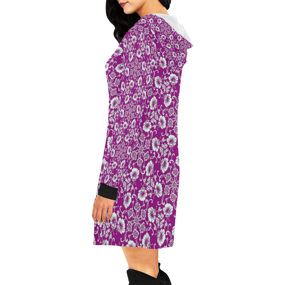 FLORAL DESIGN 42 All Over Print Hoodie Mini Dress (Model H27)