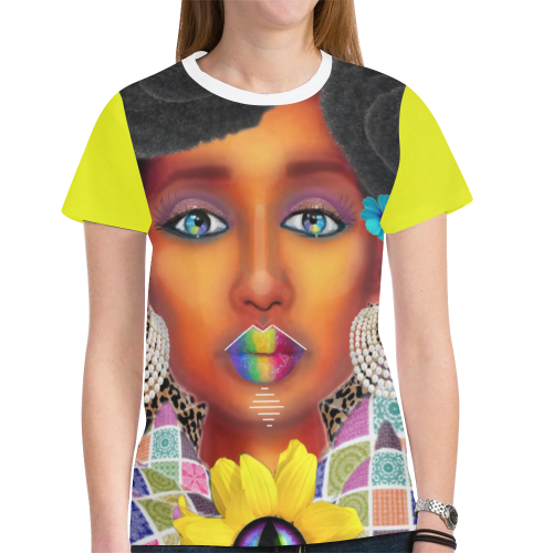 PEACEARTSADD TSHIR BRI YELLO New All Over Print T-shirt for Women (Model T45)