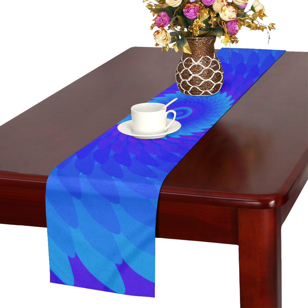 Blue spiral flower Table Runner 16x72 inch