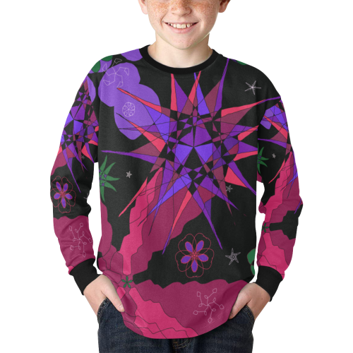 Abstract #9 2020 Kids' Rib Cuff Long Sleeve T-shirt (Model T64)
