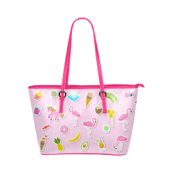 Fairlings Delight's 80's Glam Collection-  Summer Pink Fun 53086a1 Leather Tote Bag/Small (Model 1651)