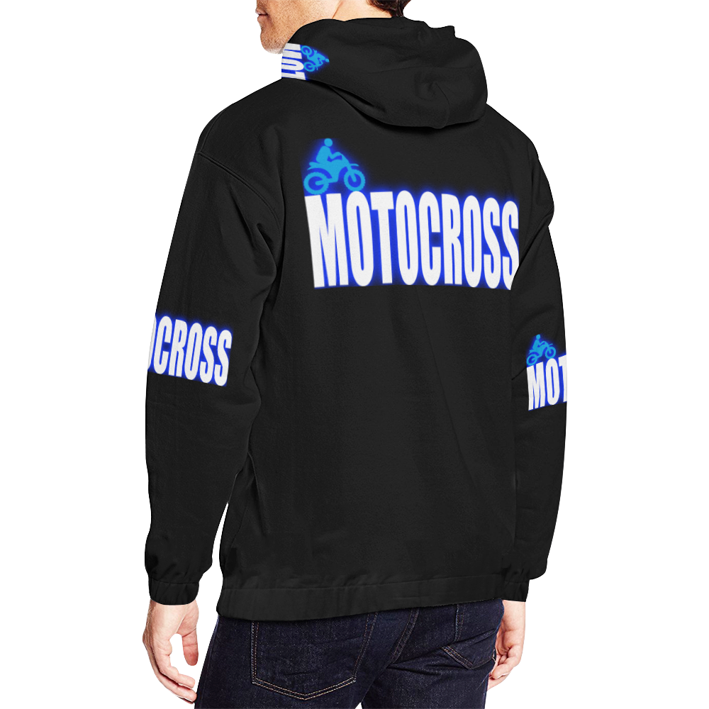 MOtocross Hoodie Blue Black and White All Over Print Hoodie for Men (USA Size) (Model H13)