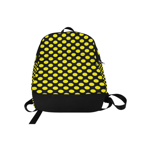 Yellow Polka Dots on Black Fabric Backpack for Adult (Model 1659)