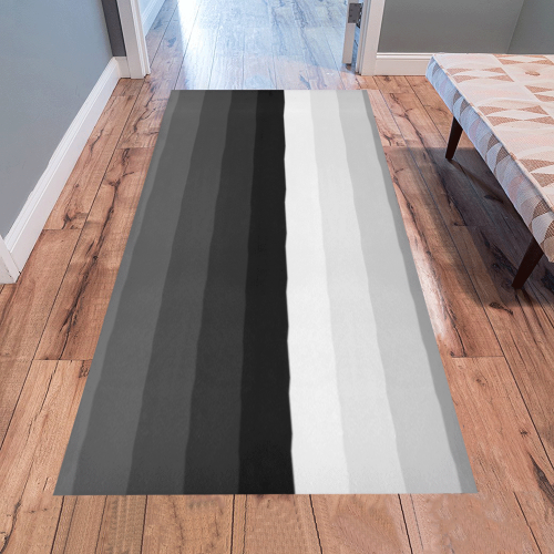 White, black, gray multicolored stripes Area Rug 7'x3'3''