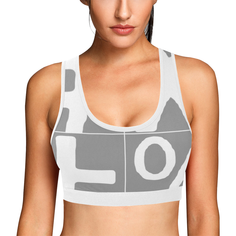 NUMBERS Collection Symbols White/Gray Women's All Over Print Sports Bra (Model T52)