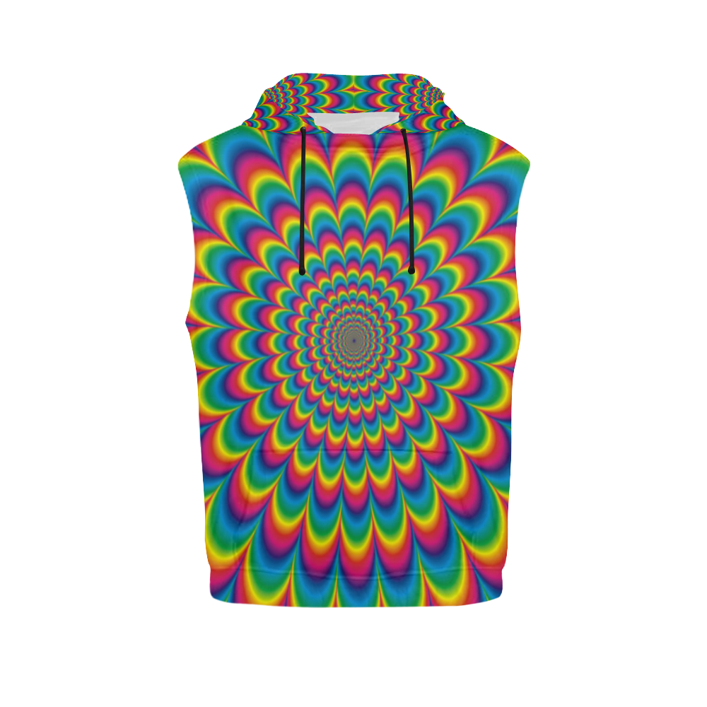 Crazy Psychedelic Flower Power Hippie Mandala All Over Print Sleeveless Hoodie for Women (Model H15)