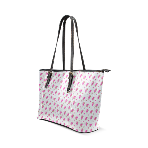Roses and Pattern 1B by JamColors Leather Tote Bag/Large (Model 1640)