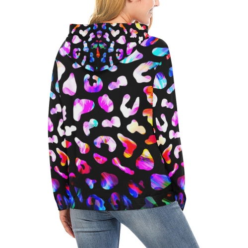 colorful animal print All Over Print Hoodie for Women (USA Size) (Model H13)