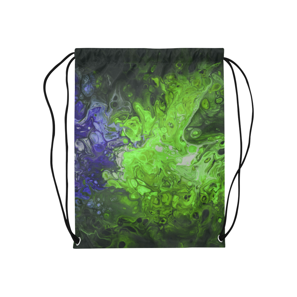 Fantasy Swirl Green Blue Medium Drawstring Bag Model 1604 (Twin Sides) 13.8"(W) * 18.1"(H)