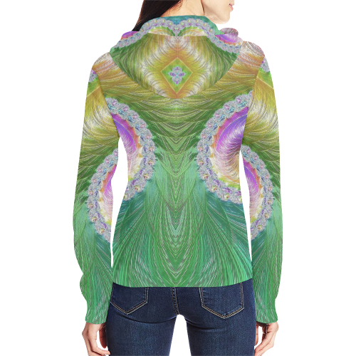 Frax Fractal Rainbow All Over Print Full Zip Hoodie for Women (Model H14)