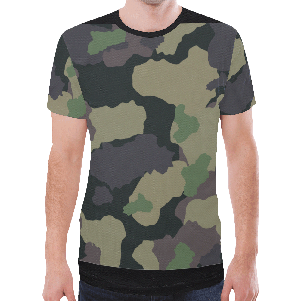 camuflaje negro New All Over Print T-shirt for Men (Model T45)