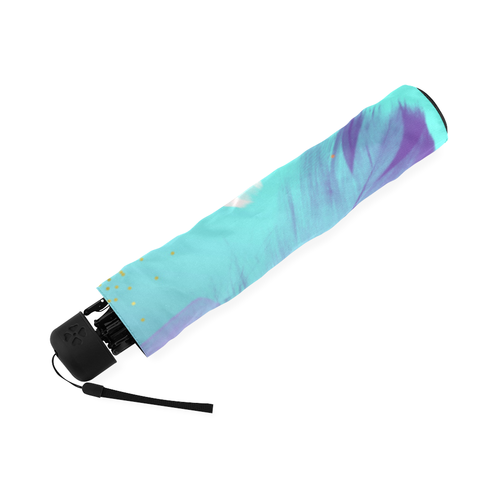Dancing Feathers - Turquoise and Purple Foldable Umbrella (Model U01)