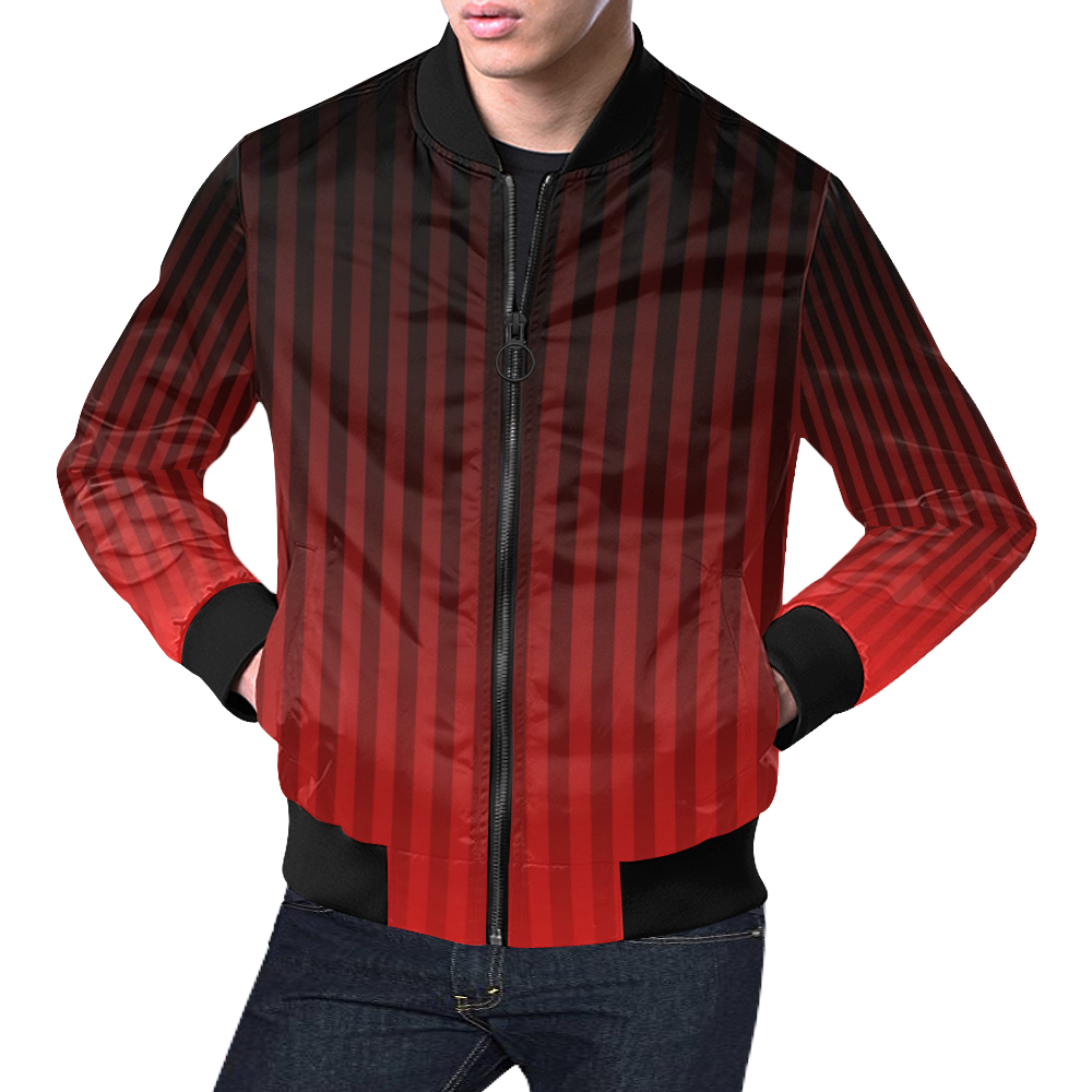 Vertical Red Stripes All Over Print Bomber Jacket for Men (Model H19)