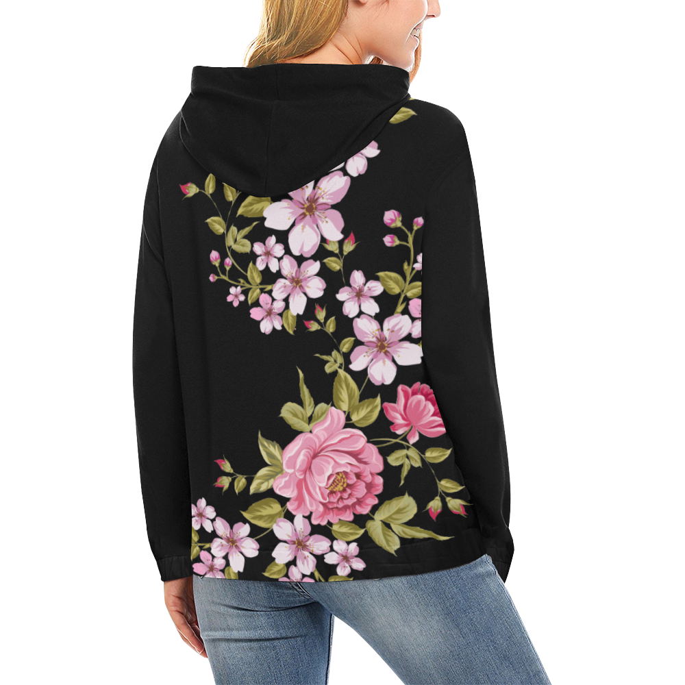 Pure Nature - Summer Of Pink Roses 1 All Over Print Hoodie for Women (USA Size) (Model H13)