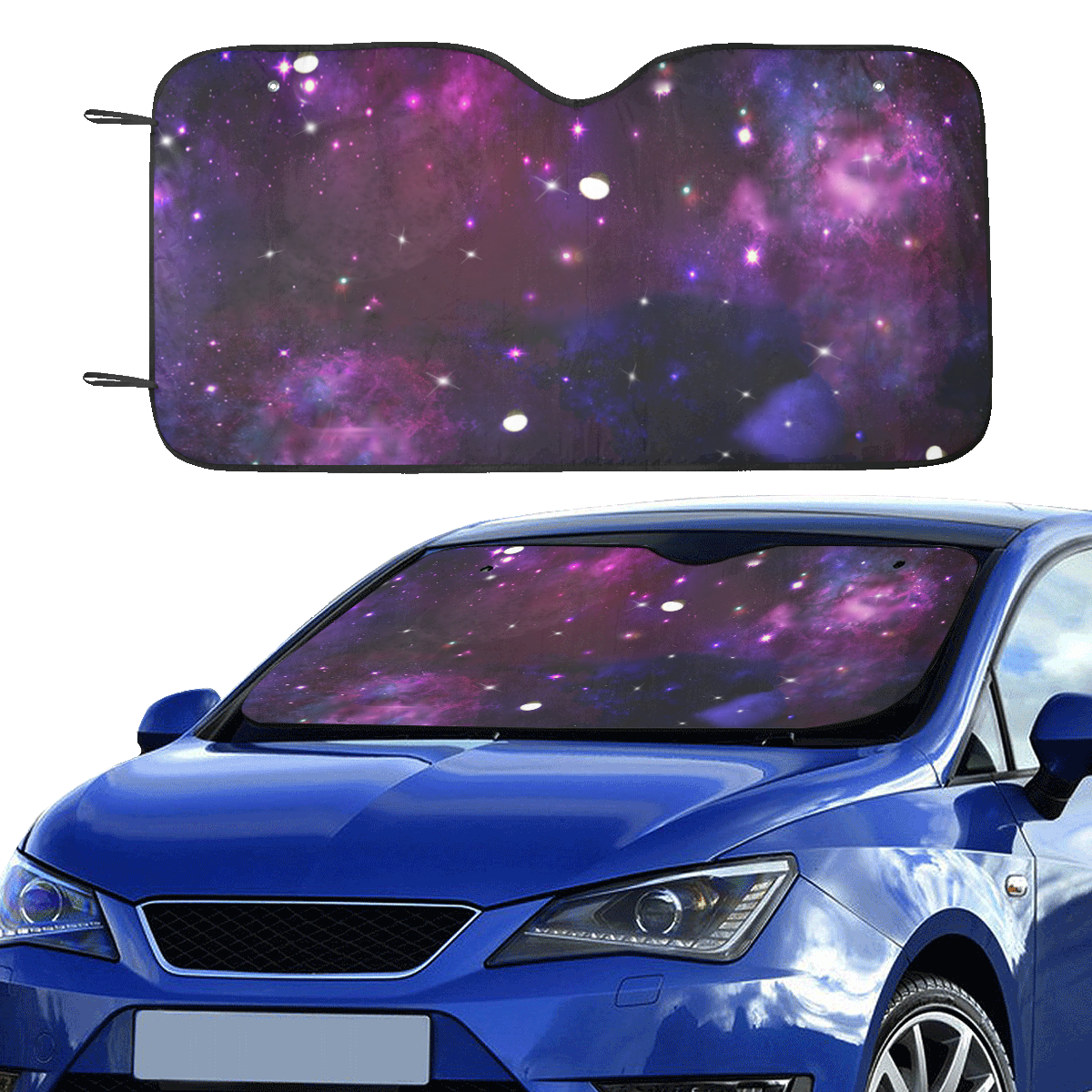 Midnight Blue Purple Galaxy Car Sun Shade 55"x30"