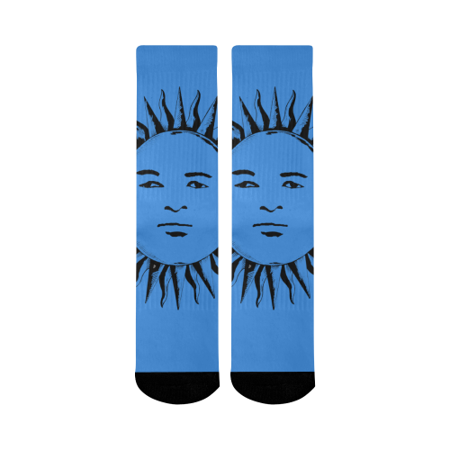 GOD Men Mid Socks Light Blue & Black Mid-Calf Socks (Black Sole)