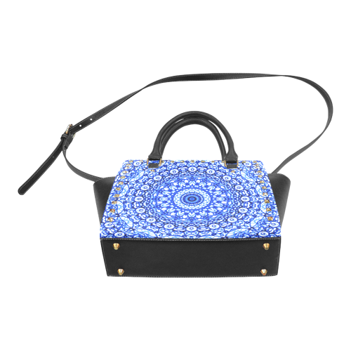 Blue Mandala Mehndi Style G403 Rivet Shoulder Handbag (Model 1645)