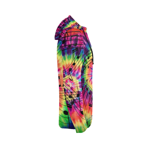 Music Lovers Tie Dye Rainbow All Over Print Full Zip Hoodie for Women (Model H14)