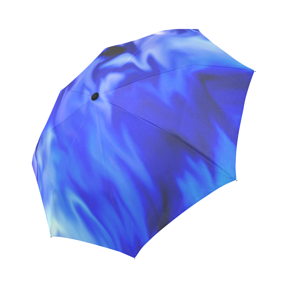 Light Blue silver waves Auto-Foldable Umbrella (Model U04)