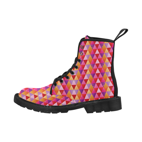 Triangle Pattern - Red Purple Pink Orange Yellow Martin Boots for Men (Black) (Model 1203H)