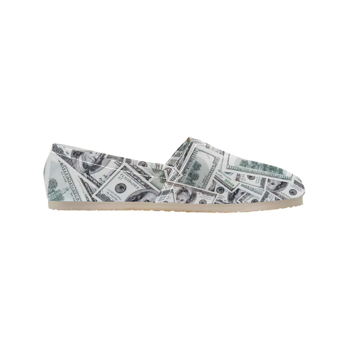 Cash Money / Hundred Dollar Bills Women's Classic Canvas Slip-On (Model 1206)