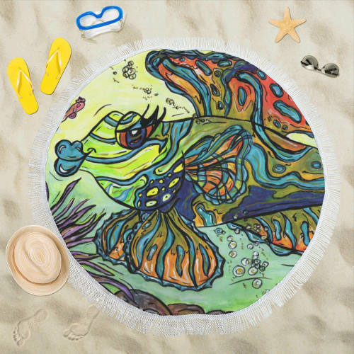 Mindy the Mandarin Fish Circular Beach Towel Circular Beach Shawl 59"x 59"