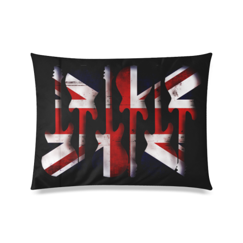 Union Jack British UK Flag Guitars Black Custom Zippered Pillow Case 20"x26"(Twin Sides)