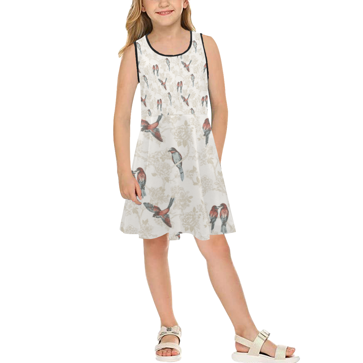 Birds Art Girls' Sleeveless Sundress (Model D56)