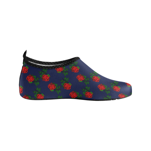 red roses dark blue Women's Slip-On Water Shoes (Model 056)