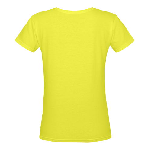 Break Dancing Colorful on Yellow Women's Deep V-neck T-shirt (Model T19)
