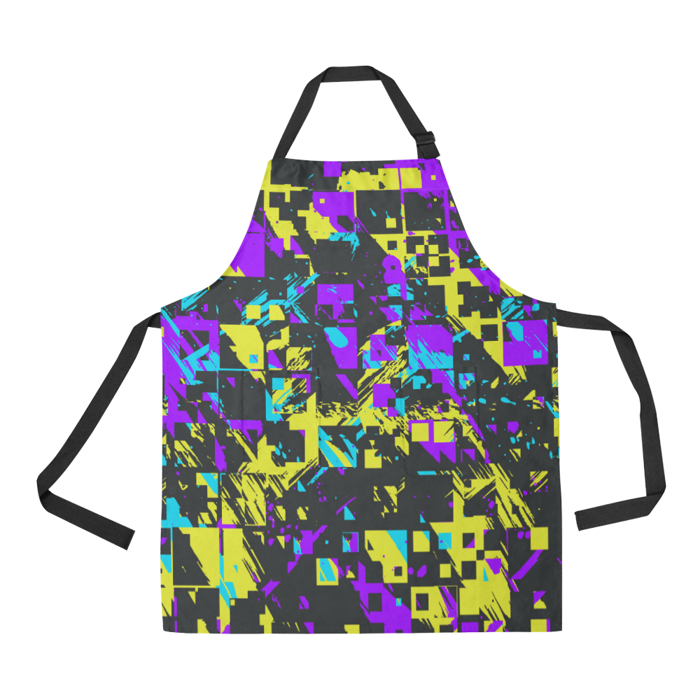 Purple yelllow squares All Over Print Apron