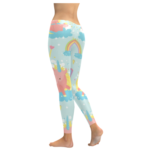 Unicorn And Rainbow Pattern Women's Low Rise Leggings (Invisible Stitch) (Model L05)