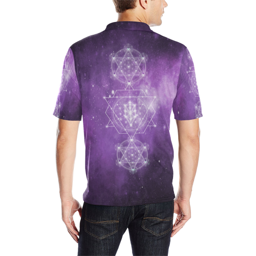 Sacred Geometry Stardust Men's All Over Print Polo Shirt (Model T55)