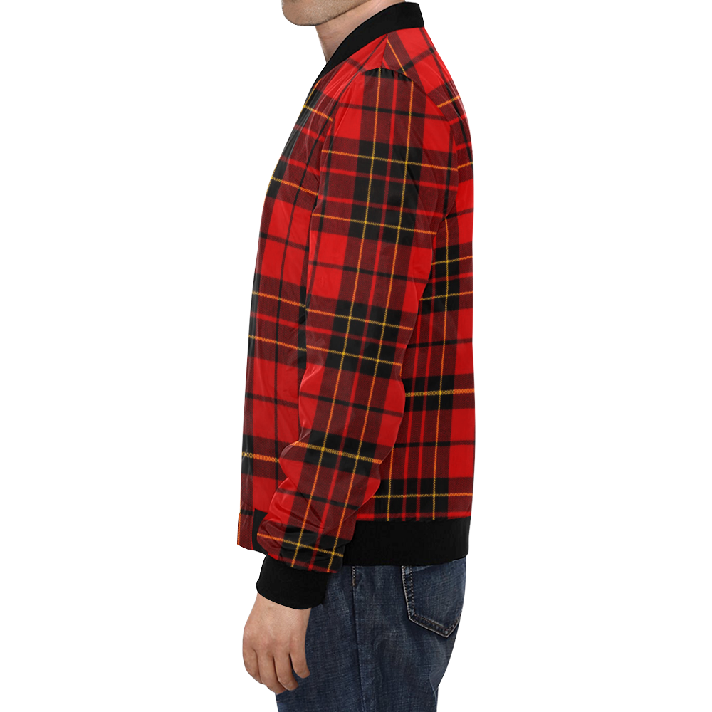 BRODIE RED MODERN TARTAN All Over Print Bomber Jacket for Men/Large Size (Model H19)