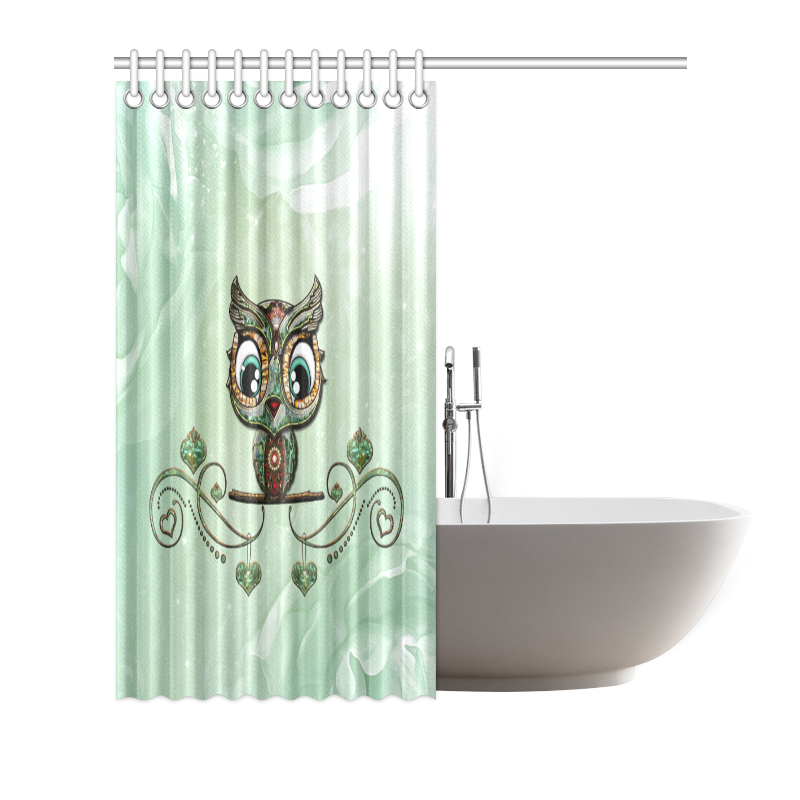 Cute little owl, diamonds Shower Curtain 66"x72"