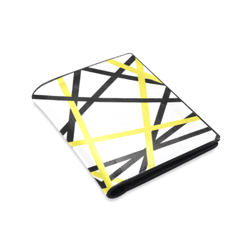 Black and yellow stripes Men's Leather Wallet (Model 1612)