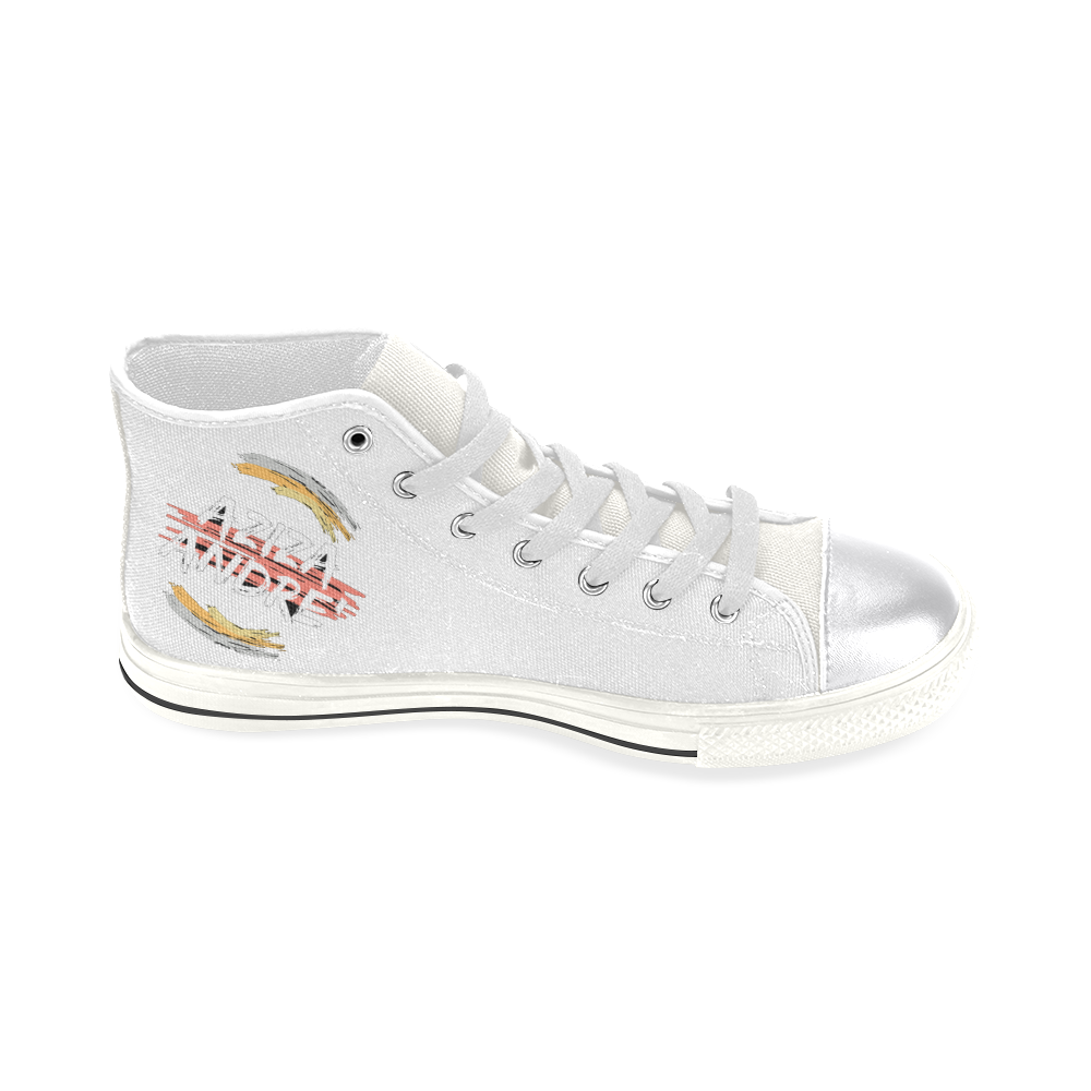 AZIZA ANDRE' ankle white logo Women's Classic High Top Canvas Shoes (Model 017)