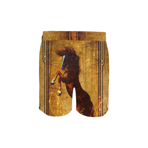 Awesome horse, vintage background Men's Mid-Length Swim Shorts (Model L39)