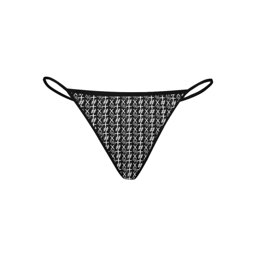 NUMBERS Collection Symbols Black/White Women's All Over Print G-String Panties (Model L35)
