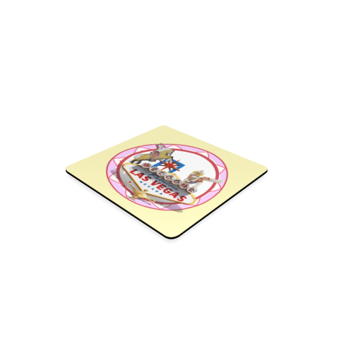 LasVegasIcons Poker Chip - Pink on Yellow Square Coaster