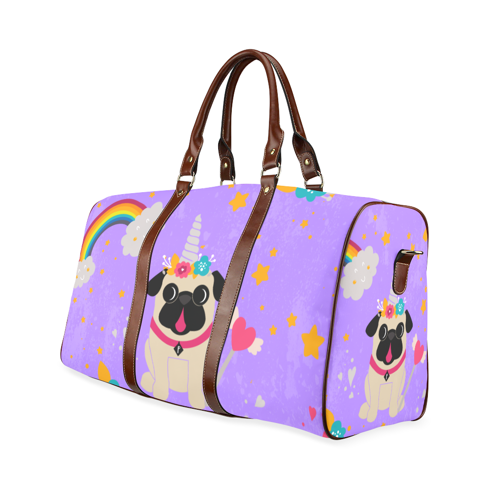 Fawn Unicorn Pug Travel Duffel Waterproof Travel Bag/Large (Model 1639)